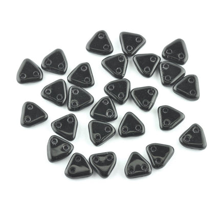 6mm Op. Black 2 Hole Triangle Czech Beads - 300