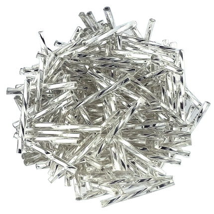25mm Twisted Silver Lined Crystal Bugle Beads