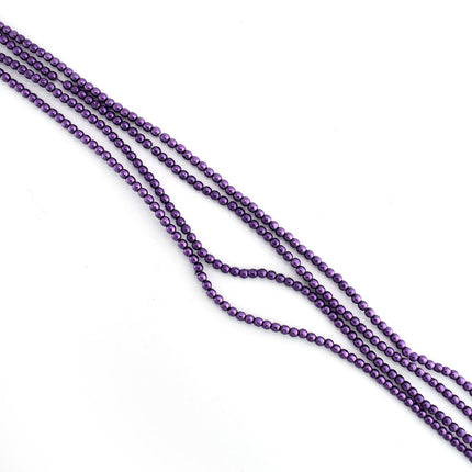2mm purple czech glass pearl beads