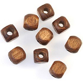 brown wood cube beads