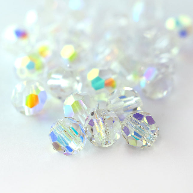 6mm Crystal AB Round Faceted Preciosa Crystal Bead