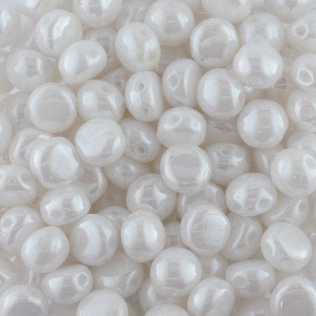 czech glass 6mm 2 hole candy bead