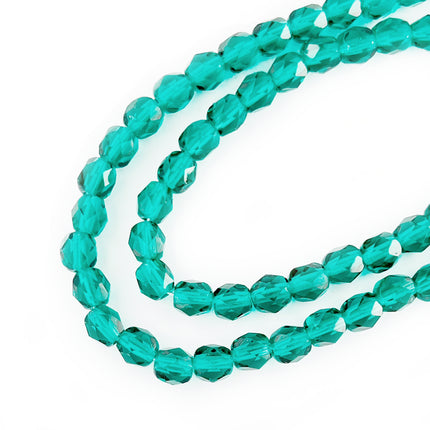 6mm Transparent Teal Faceted Czech Glass