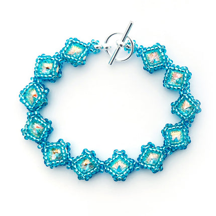 Crystal AB & Aqua - Netted Rivoli Diamond Bracelet and Earring Kit