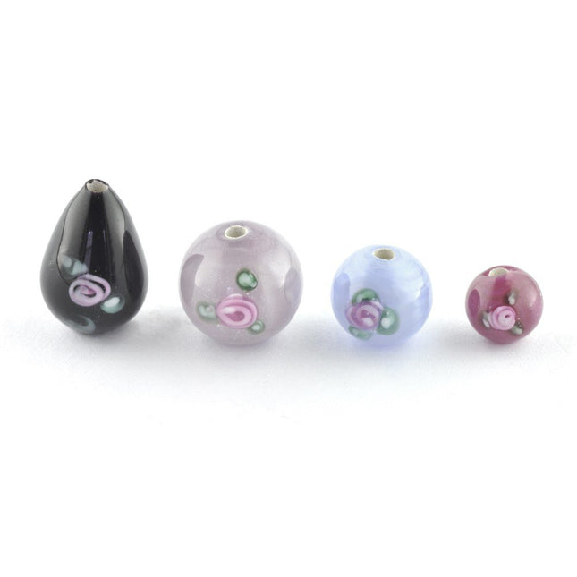10mm Ruby Red Lampwork Czech Glass Flower Bead