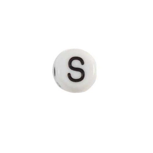 Glass Letter S Alphabet Bead