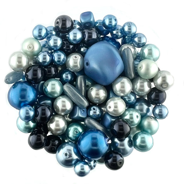 Blue Czech Glass Pearl Mix