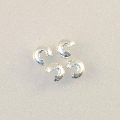 4mm crimp cover silver plated