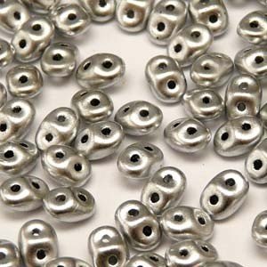 Matubo Czech Glass 2 hole miniduo beads glavanised silver