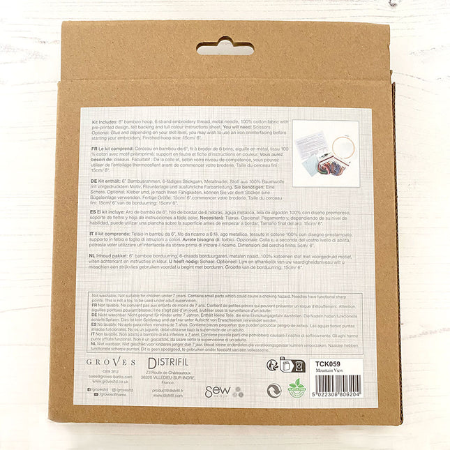 Trimits Mountain View Embroidery Hoop Kit back of box