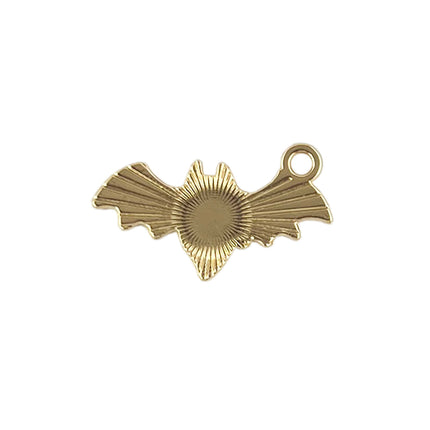 texured gold plated back of the enamelled black bat charm
