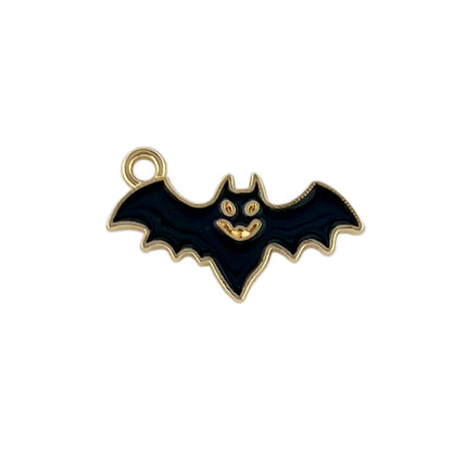 enamelled black halloween scary bat charm 