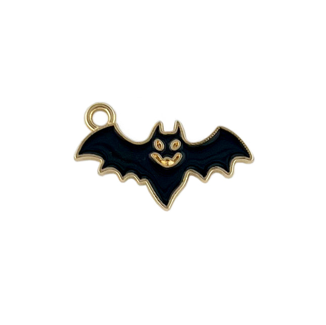 enamelled black halloween scary bat charm 