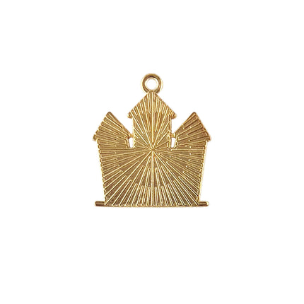 patterned back of the enamelled haunted house charm gold plated