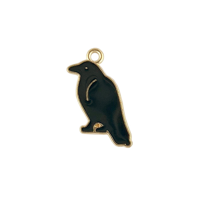 black crow charm with gold detail