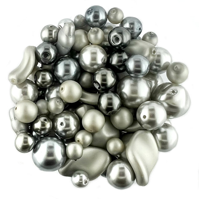 Silver-Grey Czech Glass Pearl Mix
