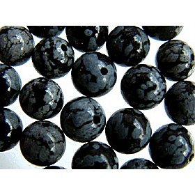 8mm Snowflake Round Obsidian Semi-Precious Beads