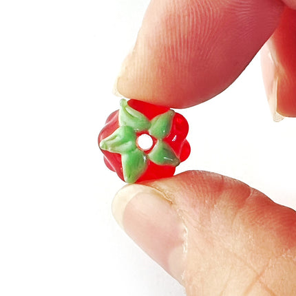 Glass raspberry bead with hole positioning