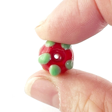 Murano Style Glass Strawberry Bead view of hole