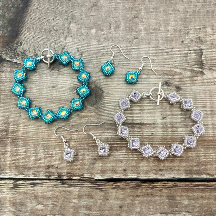 Violet & Crystal - Netted Rivoli Diamond Bracelet and Earring Kit