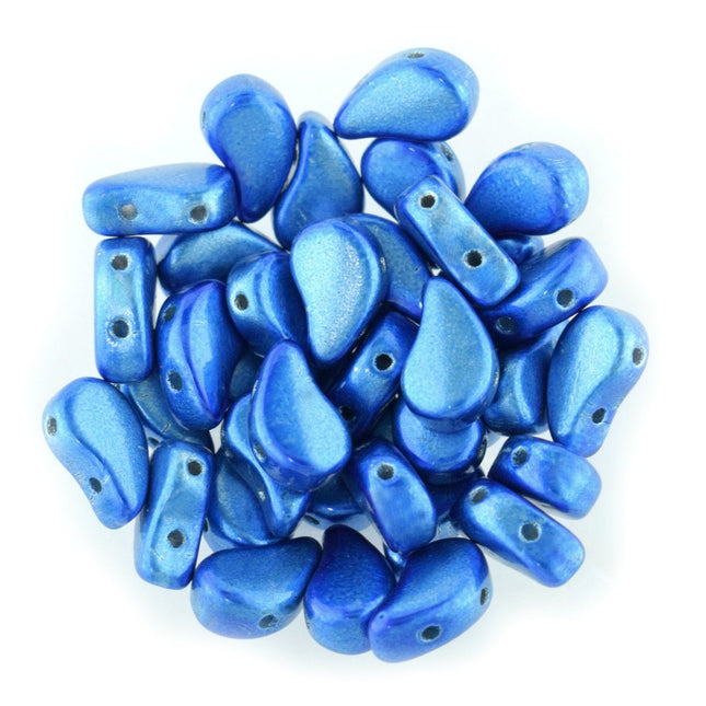 Matubo 2 hole czech glass paisley duo beads metalust crown blue