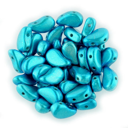 Matubo 2 hole paisley duo glass beads metalust turqoise