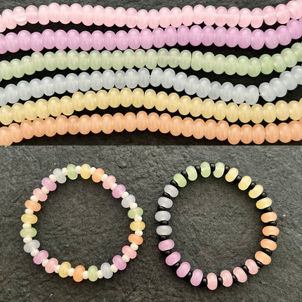 8mm Glass Rondelle Candy Bead Pastel Pink