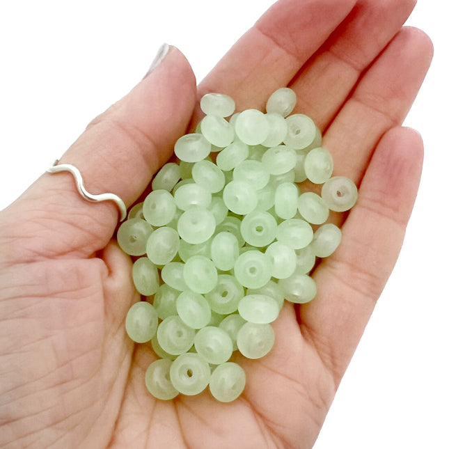 glass robelle beads pastel green