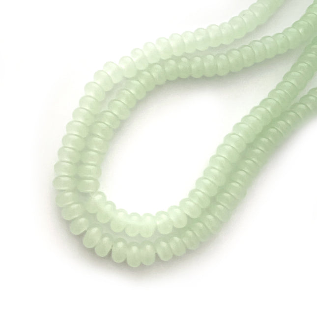 pastel light green glass rondelle bead 8mm x 4.5mm with a 1.2mm hole
