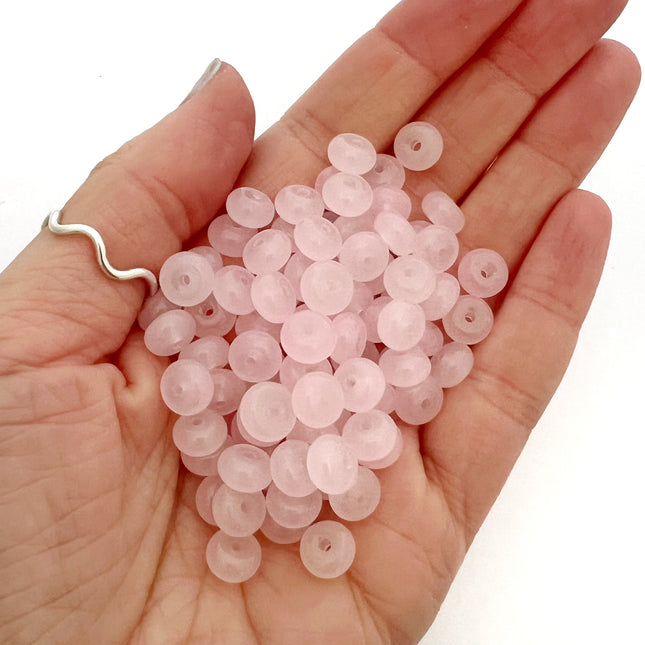 8mm Glass Rondelle Candy Bead Pastel Pink