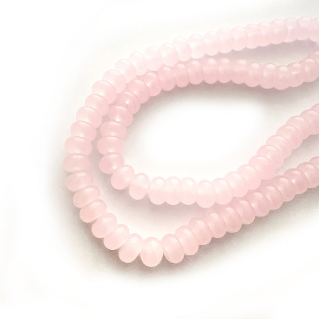 8mm Glass Rondelle Candy Bead Pastel Pink