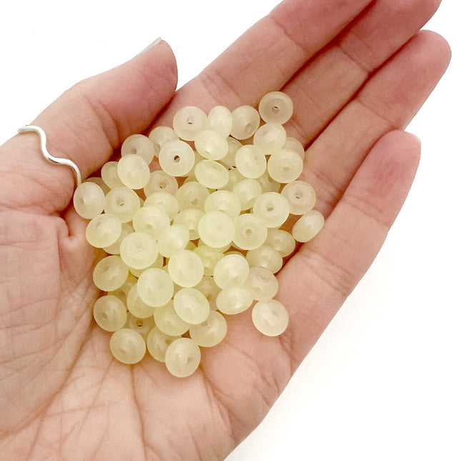 8mm Glass Rondelle Candy Bead Pastel Yellow