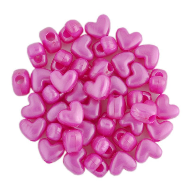 Pearl Plastic Heart Bead Pink