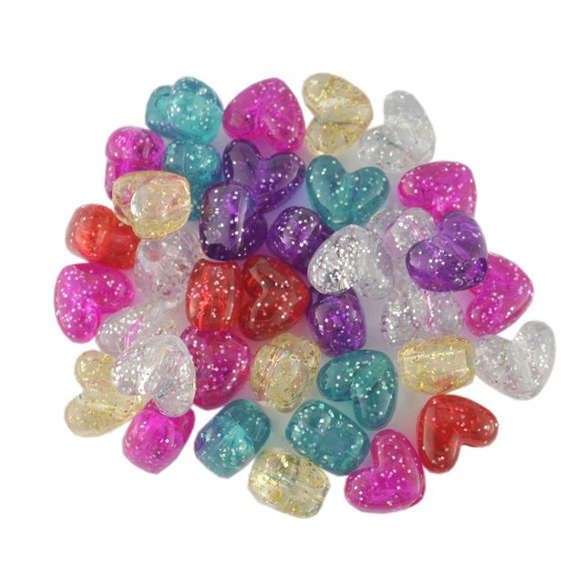 Sparkle Plastic Heart Bead Mix