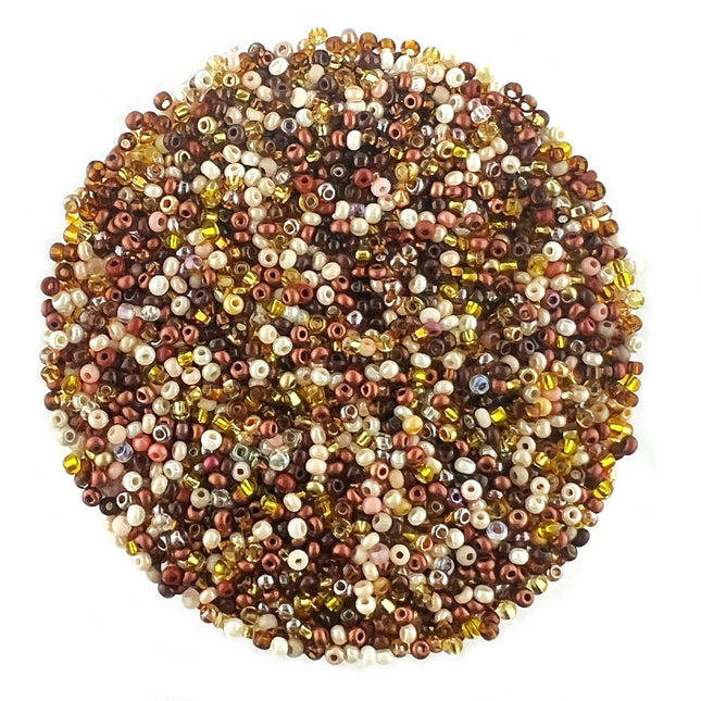 Size 11 Mixed Brown Preciosa Seed Beads