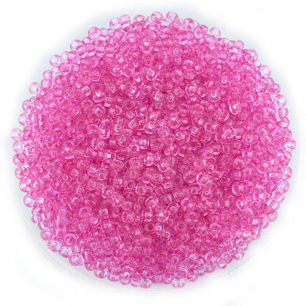 size 8 transparent pink seed beads
