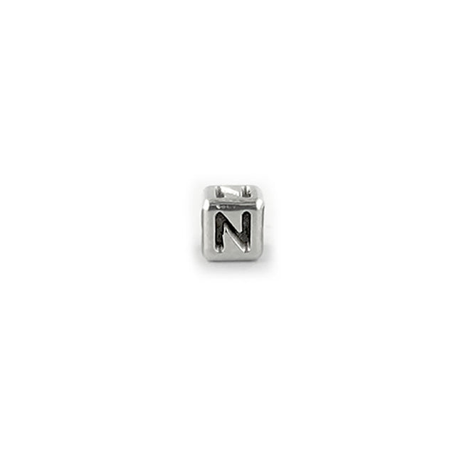 Metal Letter cube bead N