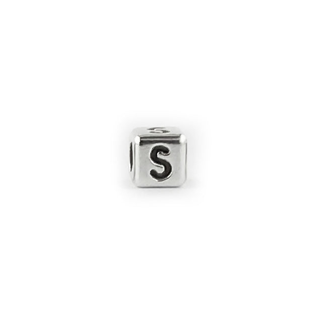 Metal Letter cube bead S