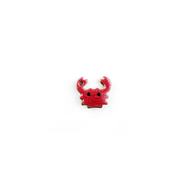 small red enamelled crab charm