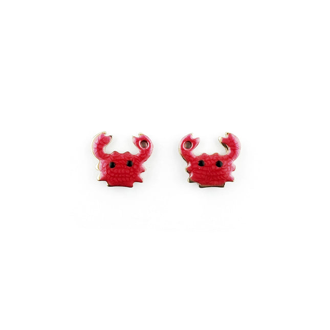 Red enamelled crab charm