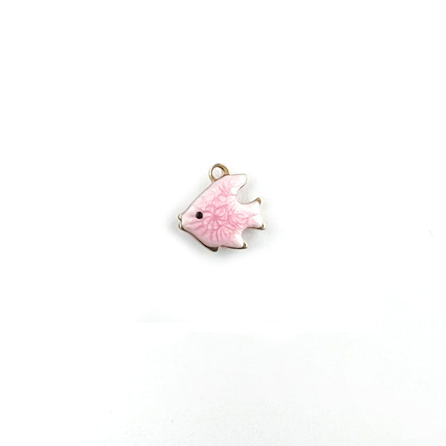 Pink enamelled fish charm