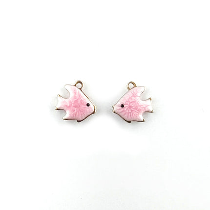 pink enamelled fish pendant charms