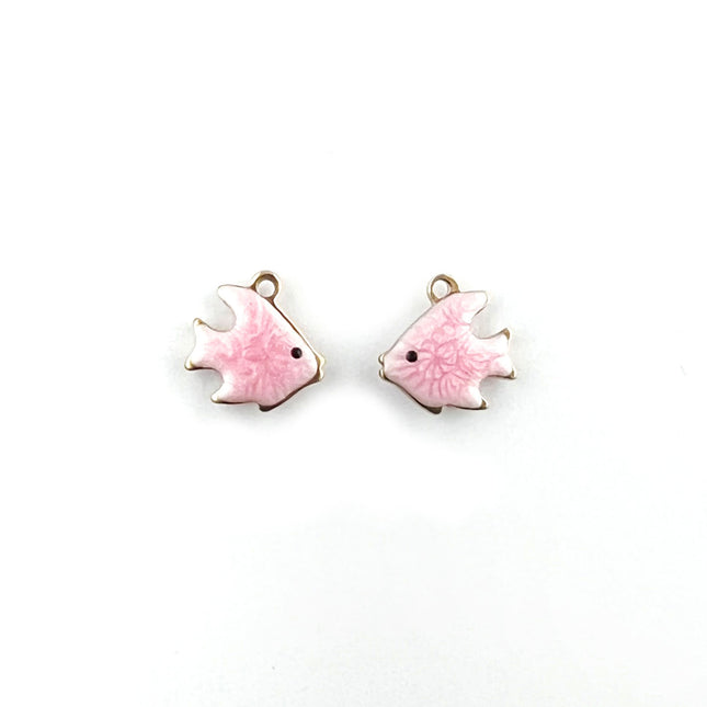 pink enamelled fish pendant charms
