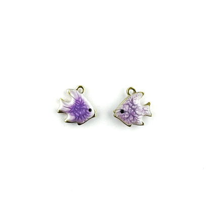 small purple enamelled purch fish pendant charm