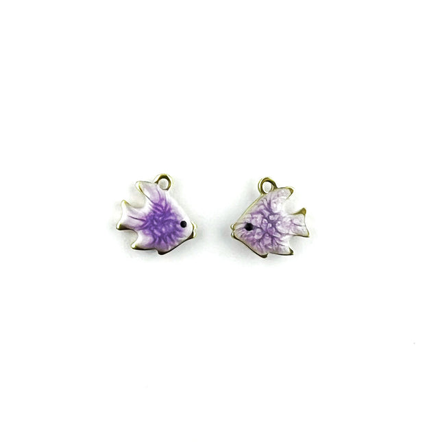 small purple enamelled purch fish pendant charm