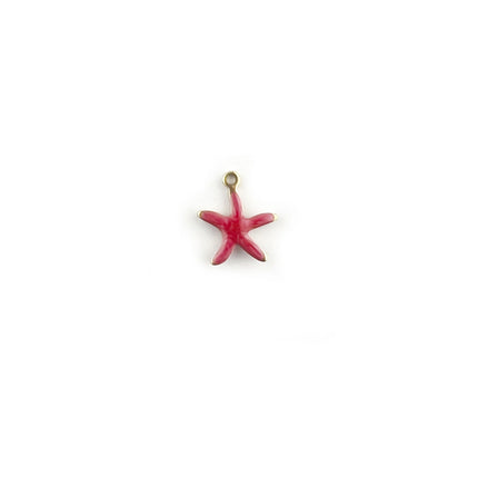 red enamelled starfish pendant charm