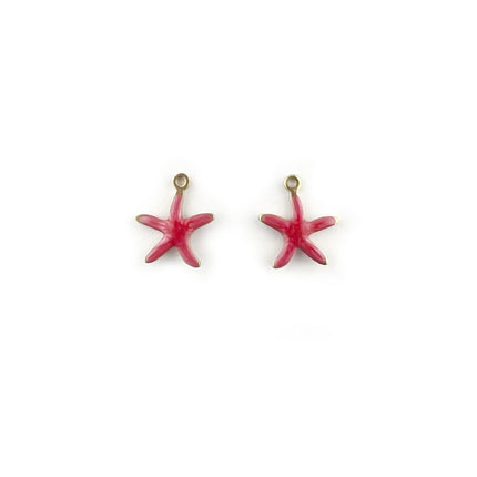 red enamelled starfish pendant charms