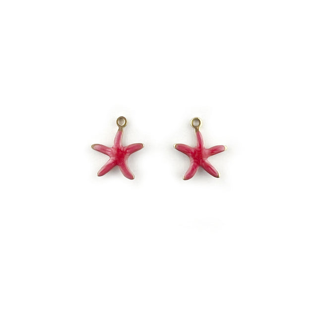 red enamelled starfish pendant charms