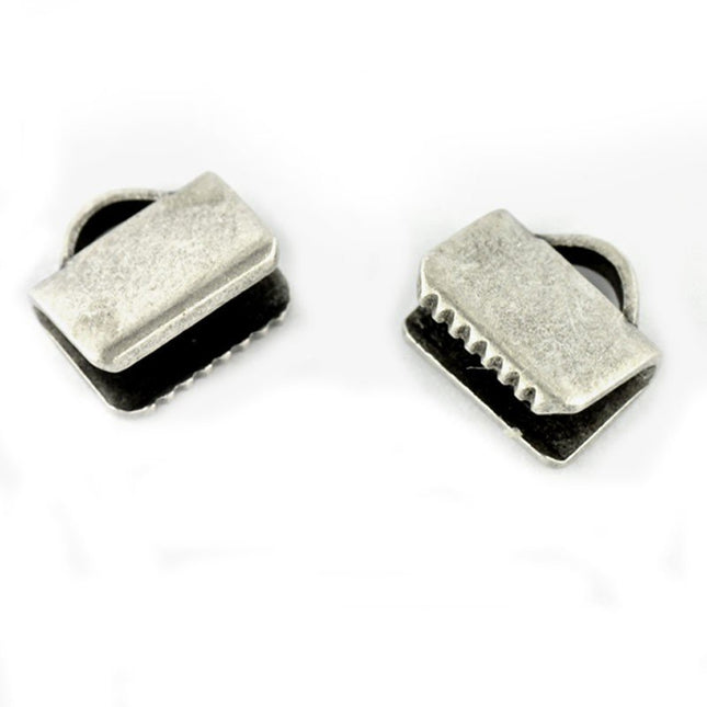 Nostalgia small 8mm Plain Ribbon Ends Antique Silver*