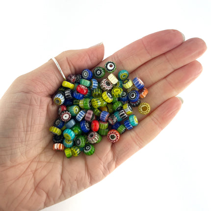 8mm Striped Murano Style Glass Rondelle Beads